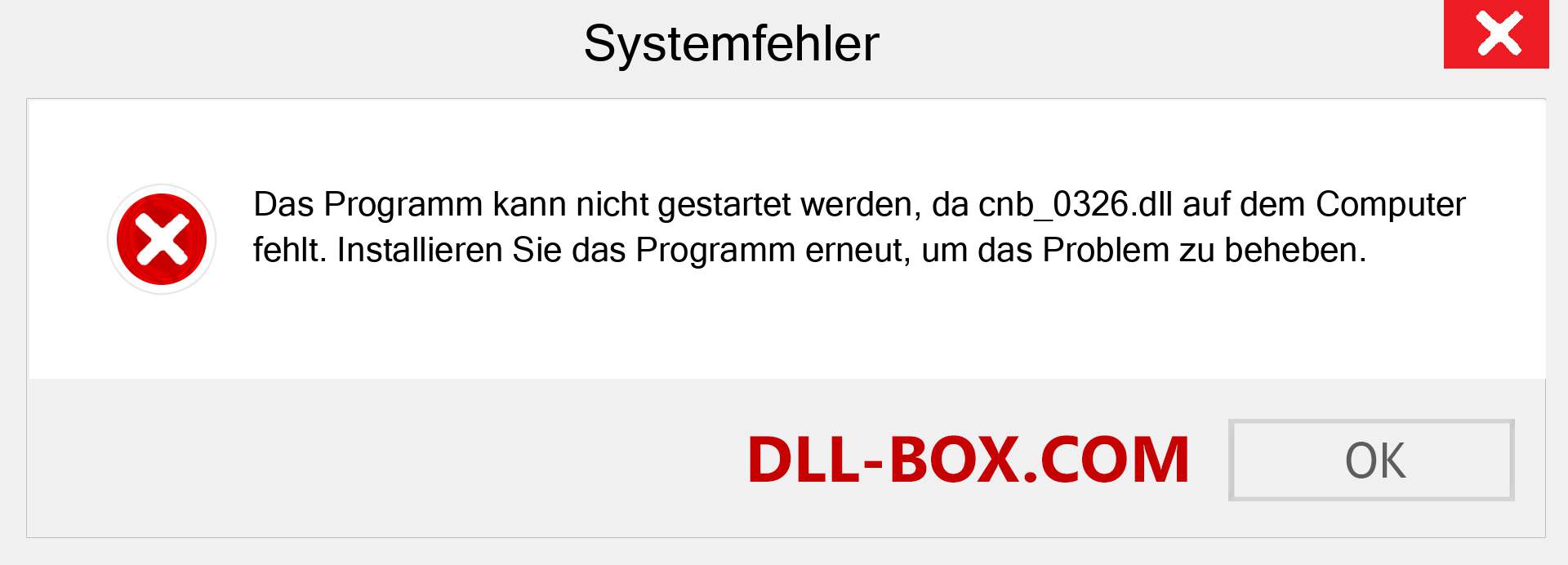 cnb_0326.dll-Datei fehlt?. Download für Windows 7, 8, 10 - Fix cnb_0326 dll Missing Error unter Windows, Fotos, Bildern